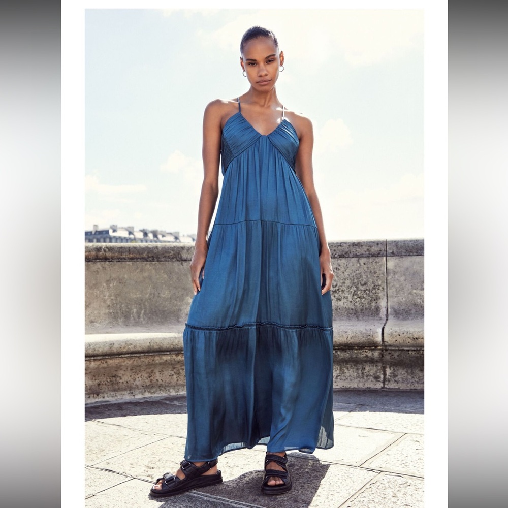 Dynamite Satin Tiered Maxi Dress